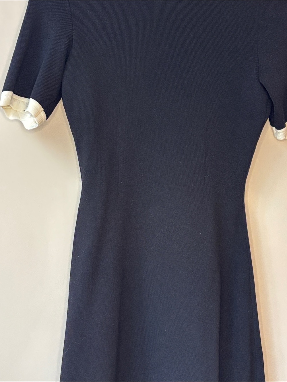 Maje Black Mini Dress with White Contrast Trim - Picture 8 of 9